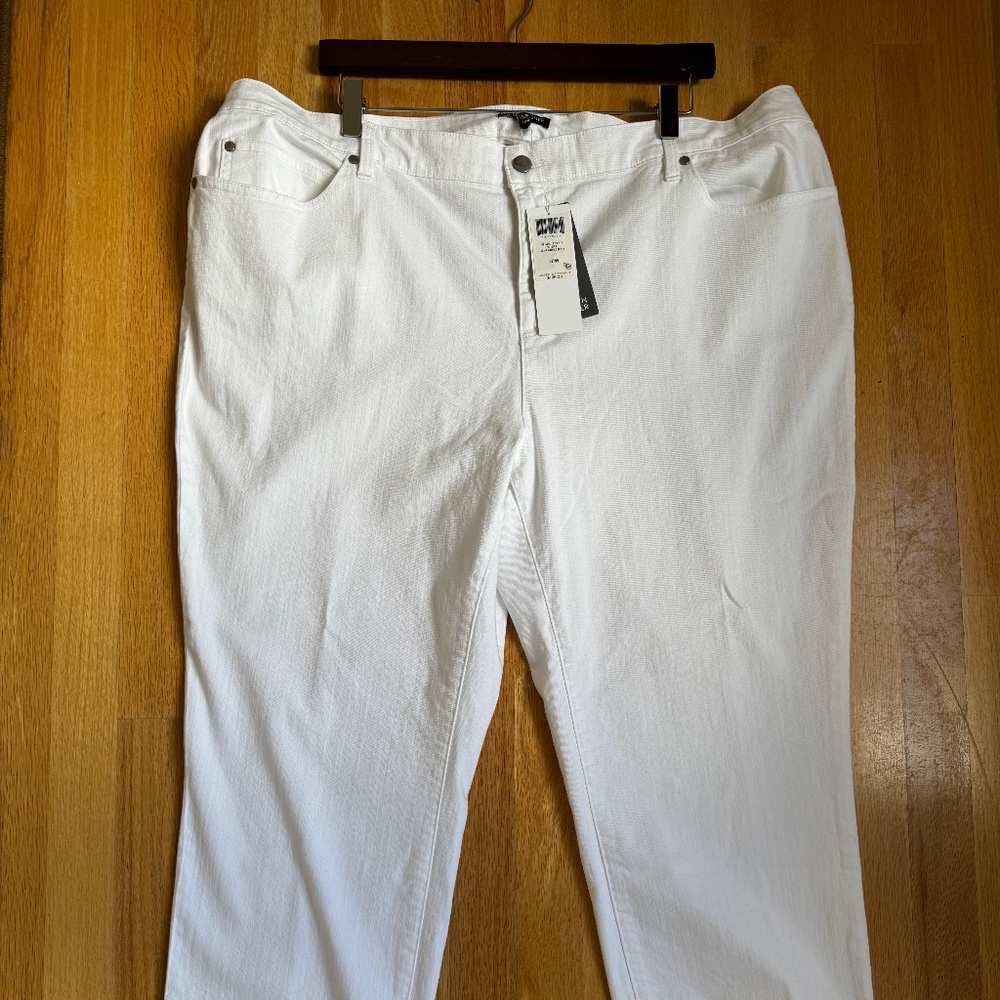 Eileen Fisher NWT Slim Ankle Jean White 20W stretch denim